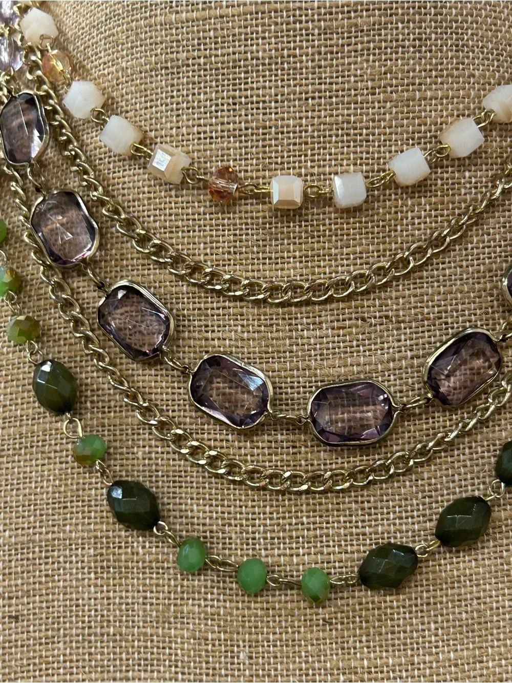 Beautiful multi strand glass and beaded necklace